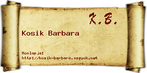 Kosik Barbara névjegykártya